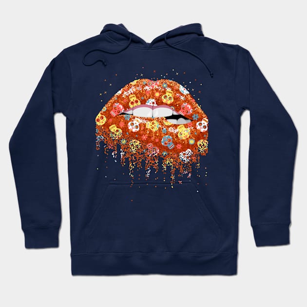 Sugar Skull Lips Kiss Hoodie by beelz